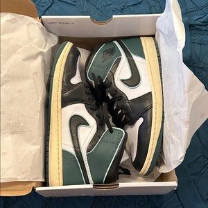 Jordan Black and Green Athletic Shoes